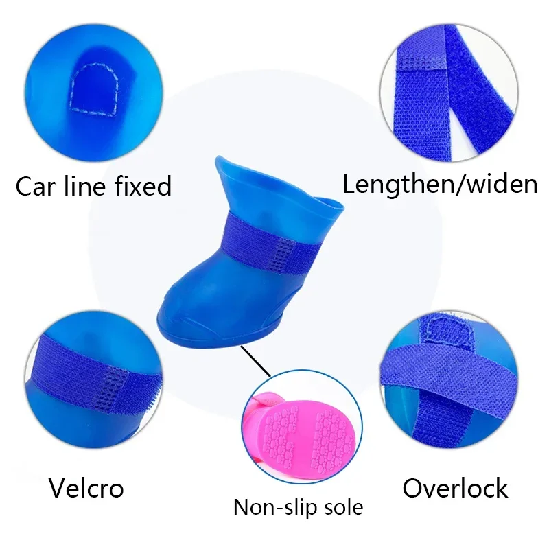 Waterproof Anti-Slip Rubber Rainshoe for Pets, Outdoor Shoe, Ankle Boots, Pet Accessories, Small Medium and Large Dogs and Cats,