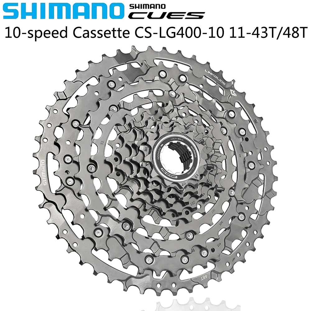 

SHIMANO CUES CS-LG400-10 10 Speed Bike Cassette Sprocket 11-43T 11-48T Freewheel for MTB Bike Original Bicycle Parts