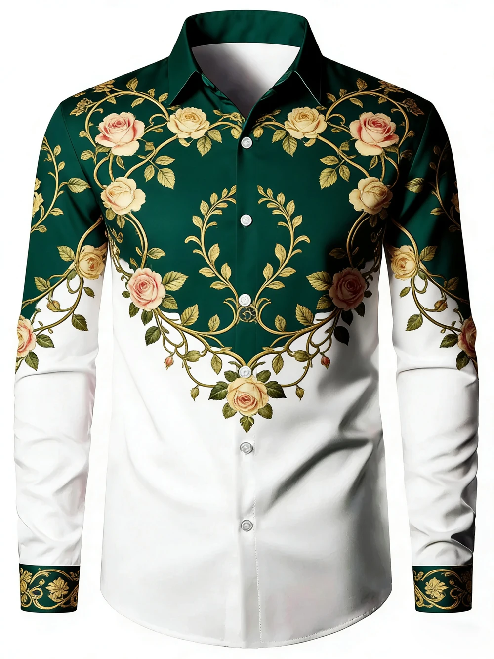 

New Men's European Palace Pattern 3D Printed Shirt Hawaiian Vacation Casual Long-sleeved Lapel Shirt Men's Outdoor Clothes men