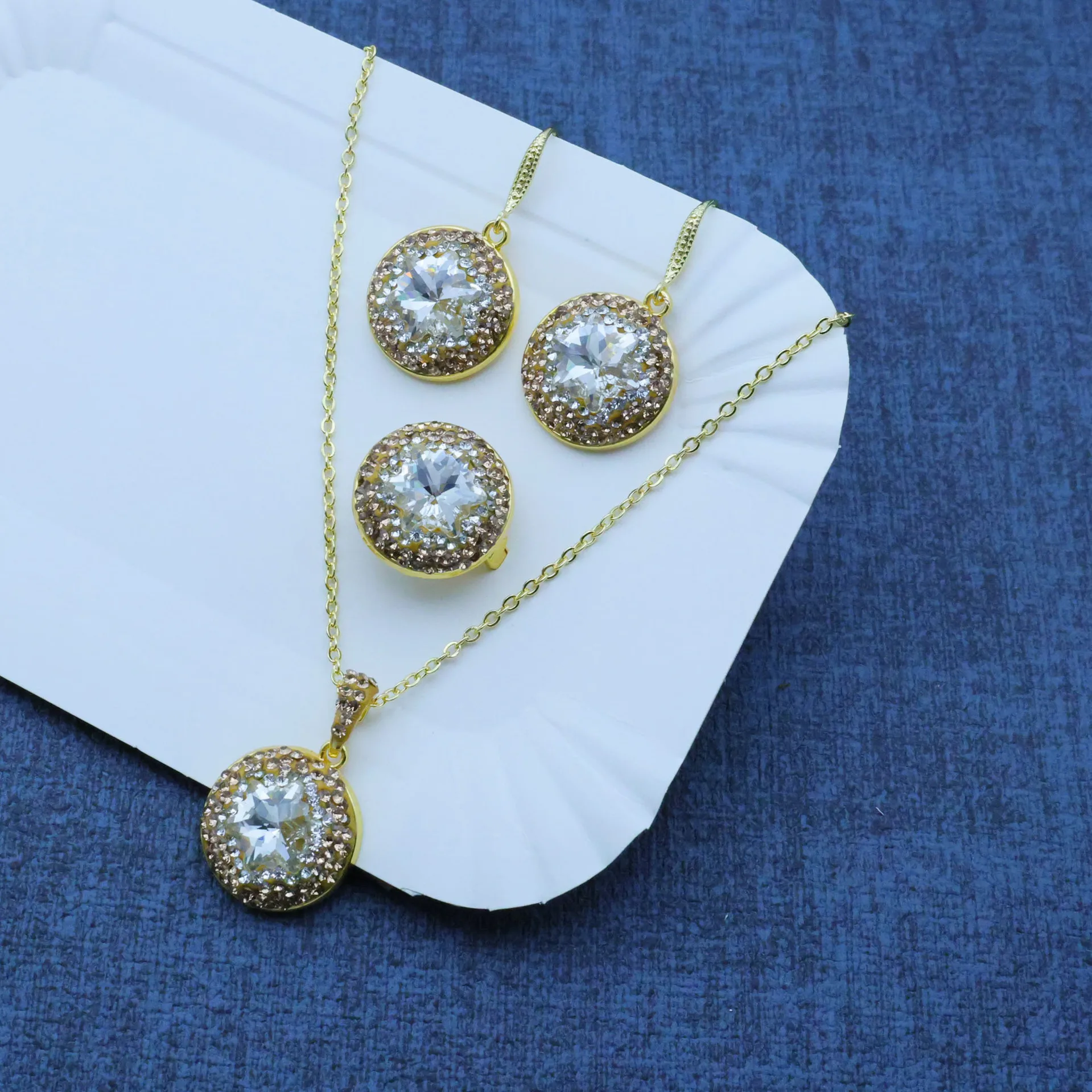 DIY accessories Simple niche design snowflake transparent crystal three-piece set full of diamonds design inlaid with versatile