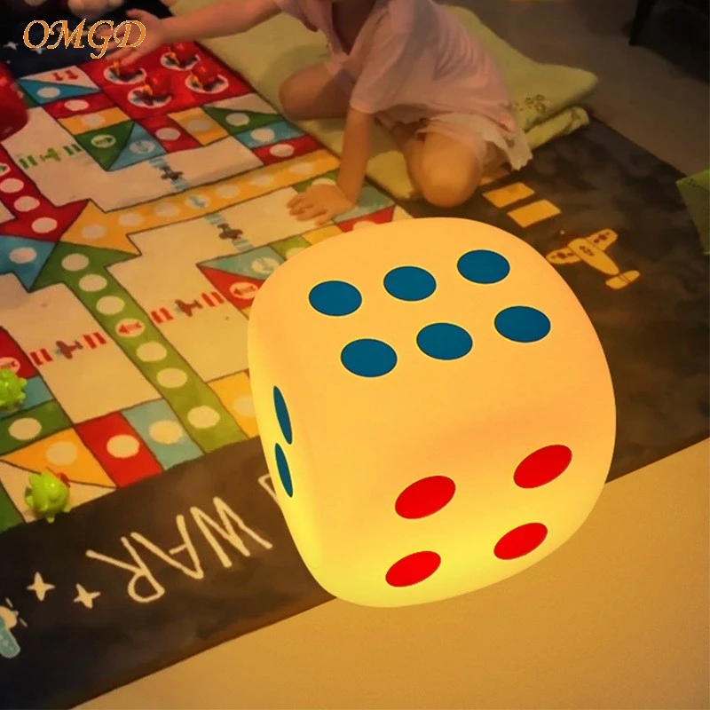 OMGD Glowing Dice Floor Lamp Play Dice Stool Living Room Bedroom Sofa Beside All-in-One Rechargeable Ambient Table Lamps News