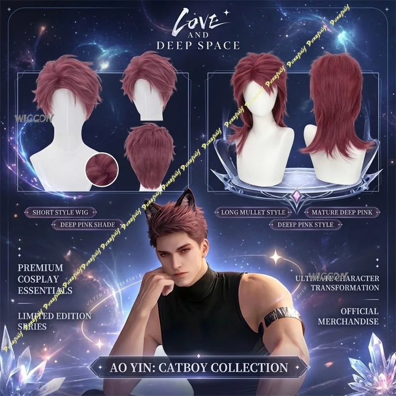 Love And Deepspace Cosplay Ao Yin Valko Fluffy Top Scalp Cosplay Hairpiece For Comic Con Halloween CosWig High Temperature Fiber