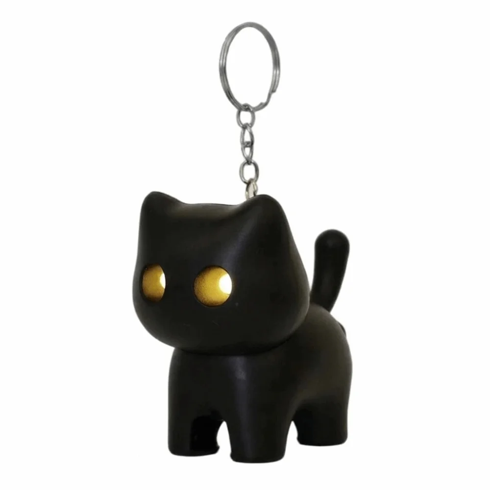 Portable Cat Night Light Keychain Sound Effects Creative Mini Flashlight Key Ring Cartoon Animal Novelty Car Ornament