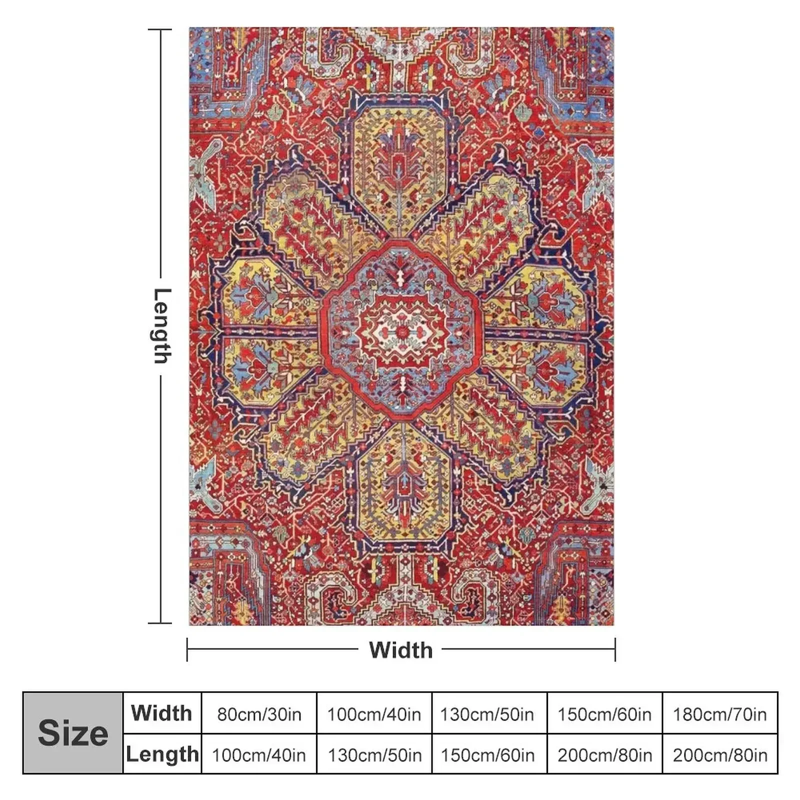 Heriz Azerbaijan Northwest Persian Carpet Print Throw Blanket Bed linens Weighted Blankets For Bed Thermals For Travel Blankets