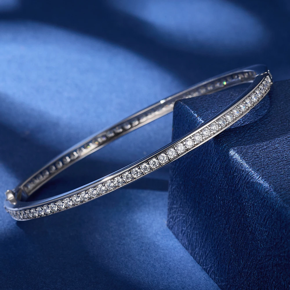 

Thin Paved Bangle with 5A Zircon Copper Rhodium Plated Women Jewelry Bridal Prom Valentine Gift Shiny Paved Design