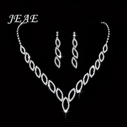 Luxury Zirconia Wedding Choker Necklace Set Women Bridal Jewelry Sets Zircon Jewellery Crystal Rhinestone Silver Color Earrings