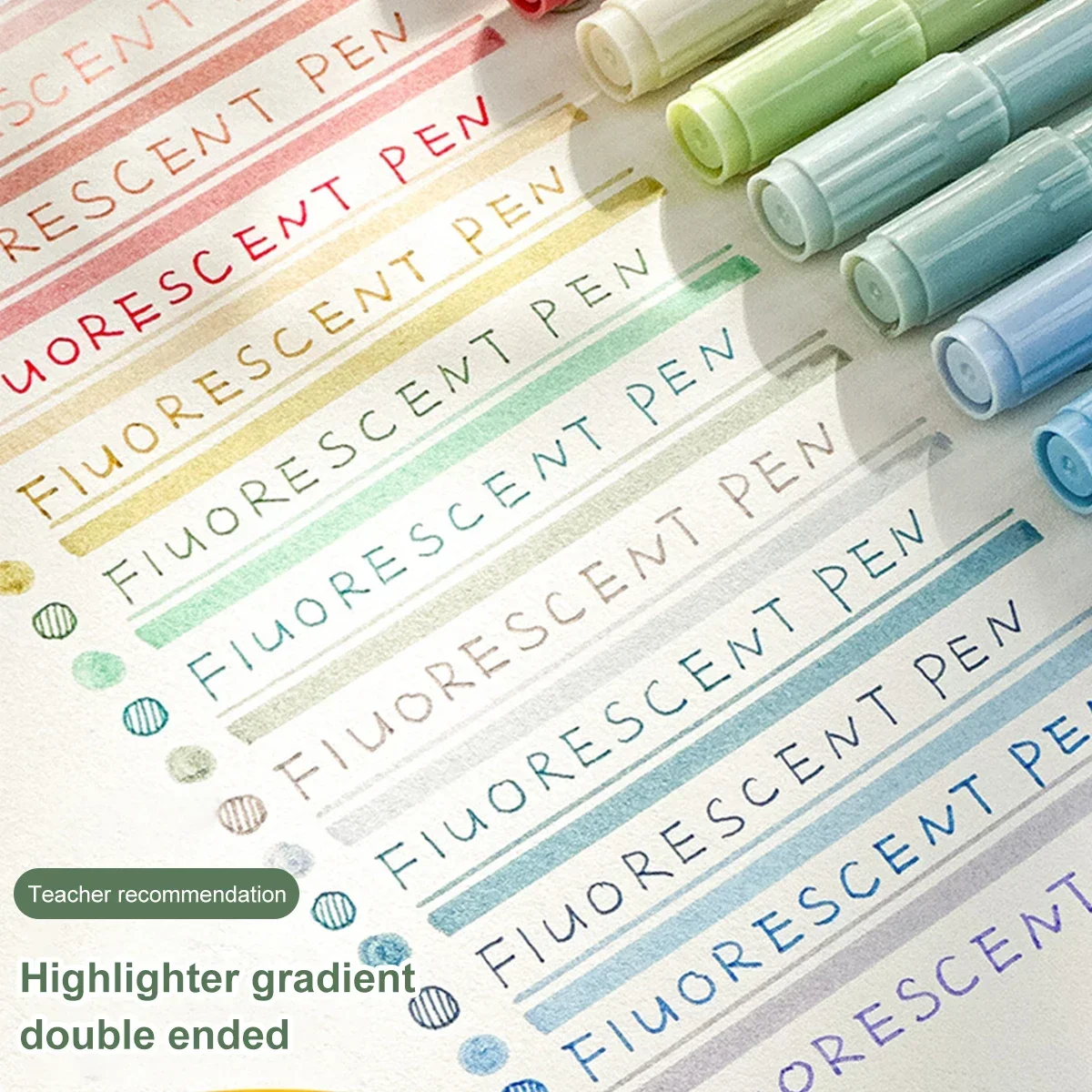 4PCS Highlighter Double Head Marker Pen High-value Gradient Color Student Markers Cute Highlighters Stationery Supply