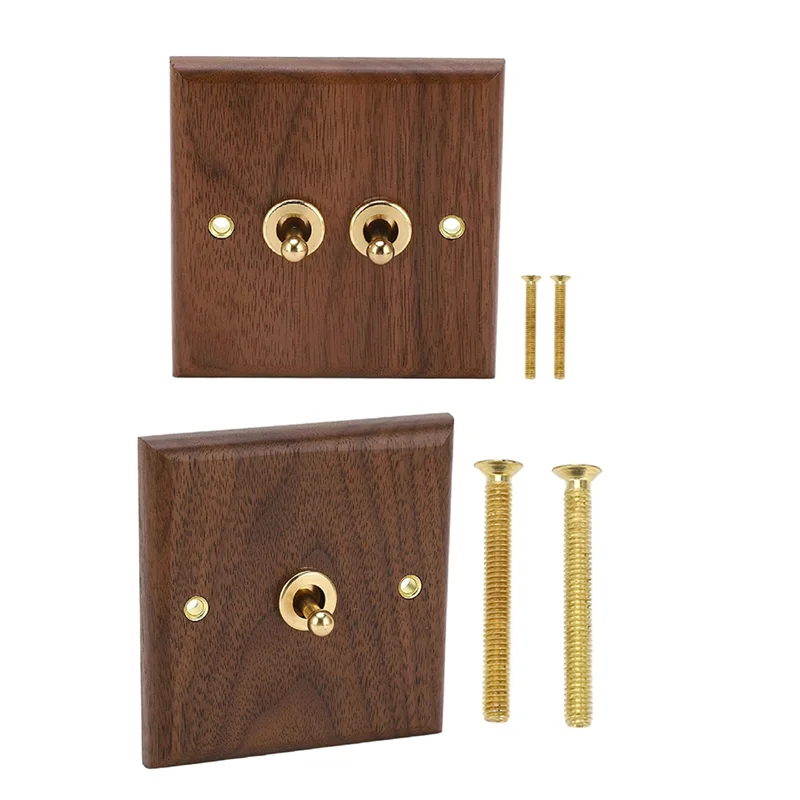 

-WSFS Ретро настенная панель из орехового дерева 250 В настенный тумблер одинарный двойной тумблер латунный винт