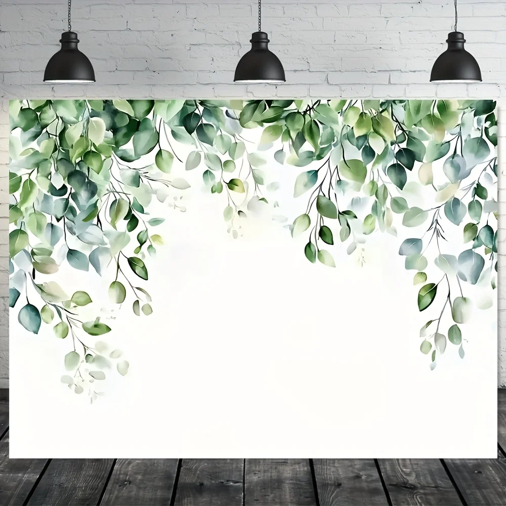Green Eucalyptus Leaves Wall Backdrop Nature Wedding Photo Booth Decor Spring Floral Background 2D Flat Printing Home Decoration