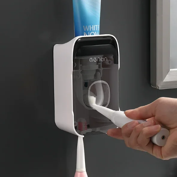 

Автоматический дозатор зубной пасты с держателем для зубных щеток, настенный, набор аксессуаров для ванной комнаты