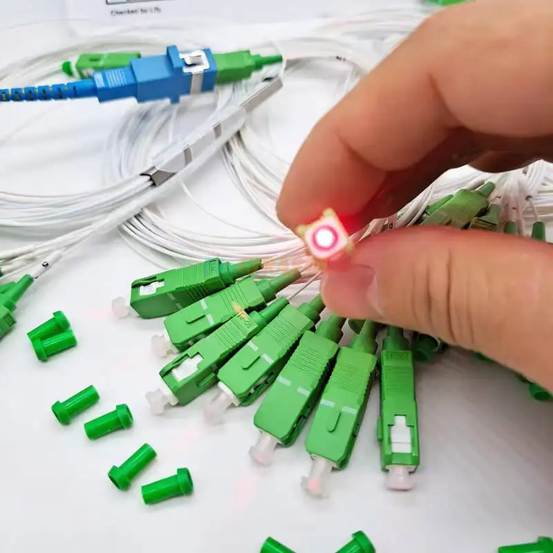 Kualitas tinggi 10 buah/lot 1X2 1X4 1X8 1X16 PLC SC/APC SM Mode tunggal 0.9mm G657A1 1m FTTH Fiber Optic Splitter