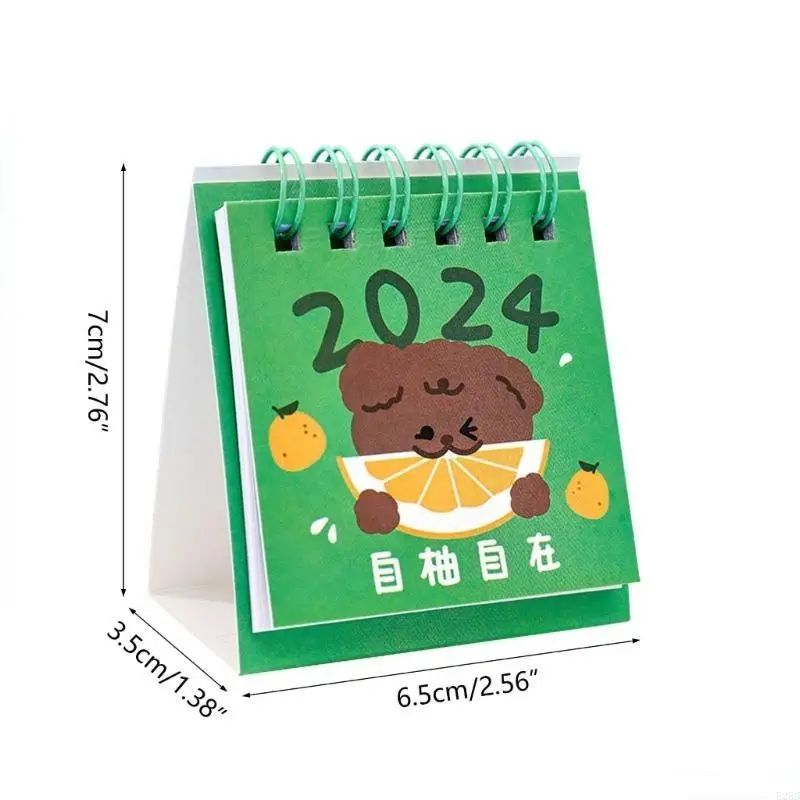 Desk Calendar, Mini 2024 Cartoon Standing Desktop Calendar, Small Daily Planning Monthly Calendar for Home