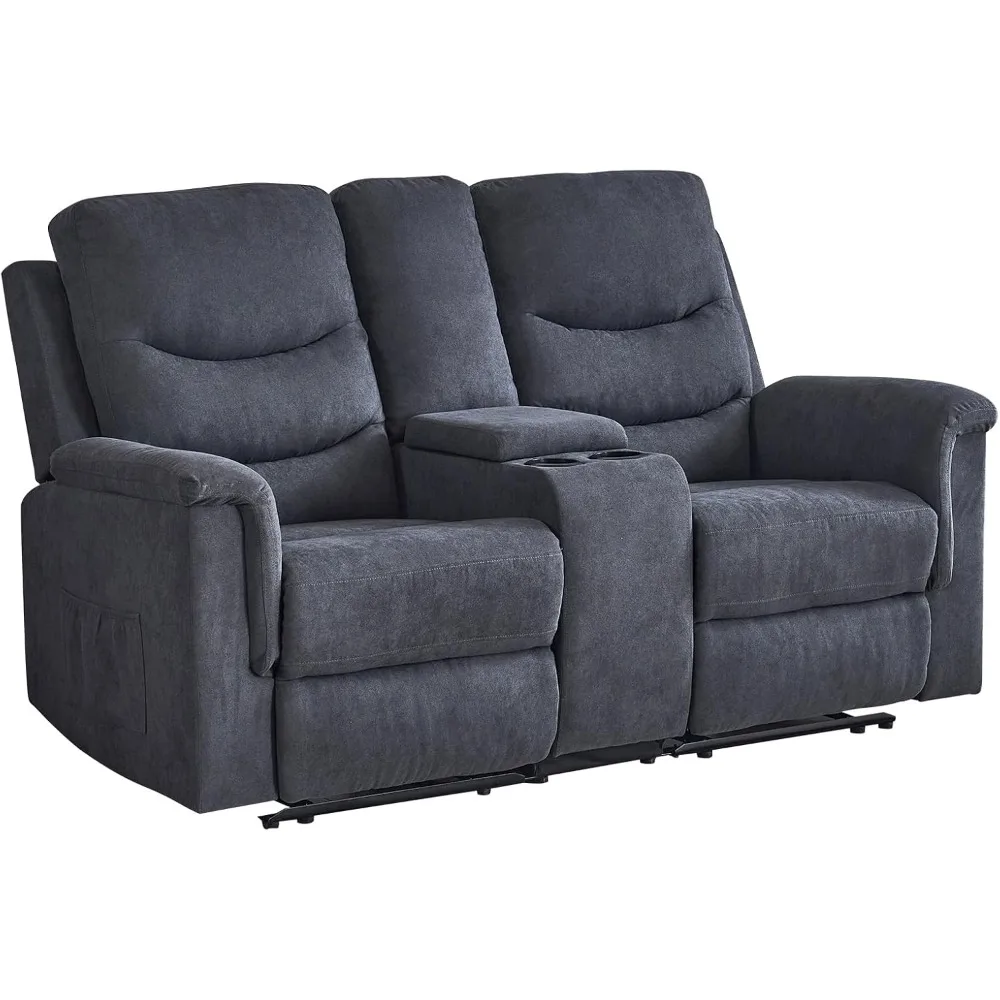 

Loveseat Recliner, Manual Reclining Loveseat with Console, 68'' Wall Hugger Reclining RV Theater Seats, Double Recliner Loveseat