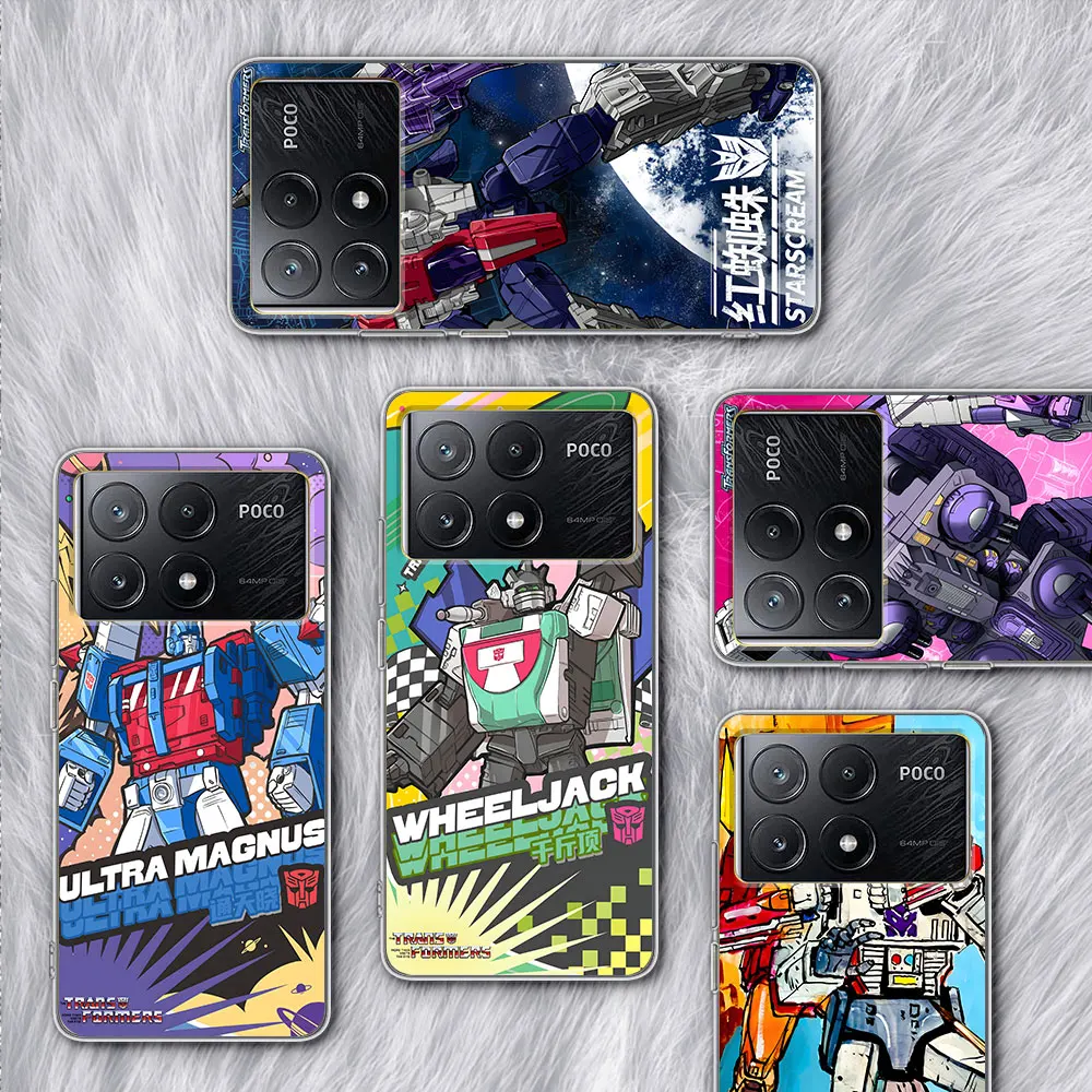 Autobot Transformers Phone Case for Xiaomi Poco X6 X5 F4 M5s X3 NFC F1 F5 M5 M3 M4 GT F3 F2 X4 Pro Soft TPU Transparent Cover