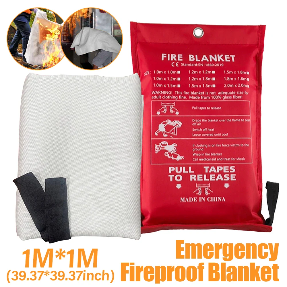 Portable Emergency Fire Blanket Retardant Fire Suppression Blanket Survival Shelter Safety Cover Fire Extinguisher Fireproof Mat