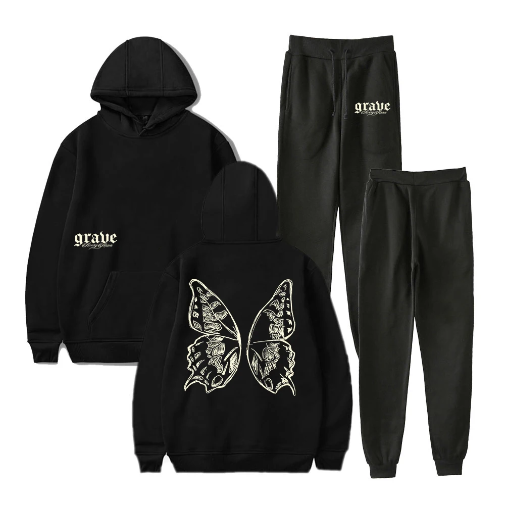 GF Avery Anna Grave Hoodie Jogger Calças Conjunto de duas peças Moletons + Calça de moletom Homens Mulheres Conjuntos de roupas 2025 Let Go Letters To