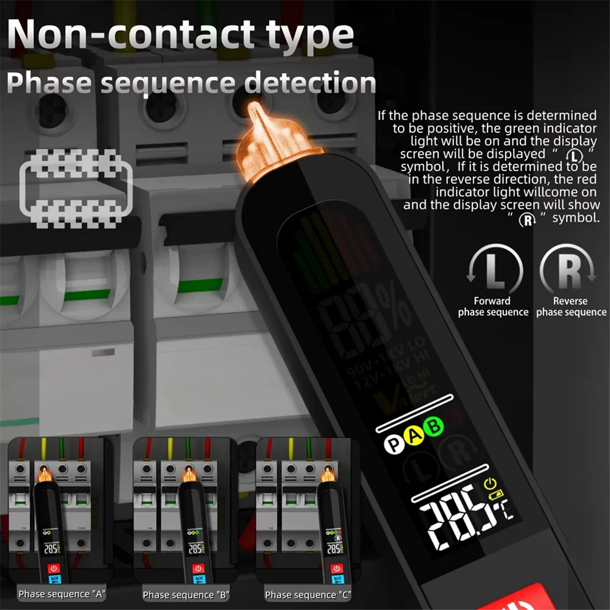 A04I Digital Voltage Tester Pen Phase Sequence Continuity Detector, Non-Contact Induction Test Pen, Voltage Indicator Meter