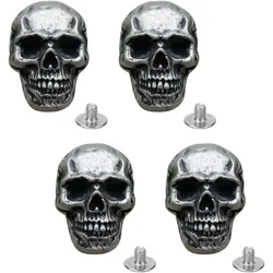 4pcs Skull Screw Back Punk Skull Head Alloy Rivets Screw Brass Screw Back Leather Crafting Skull for Bag Hat Shoe Jacket