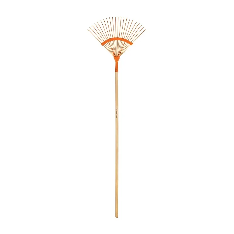 

Curved metal garden broom with 22 round teeth 48 'handle outdoor and patio