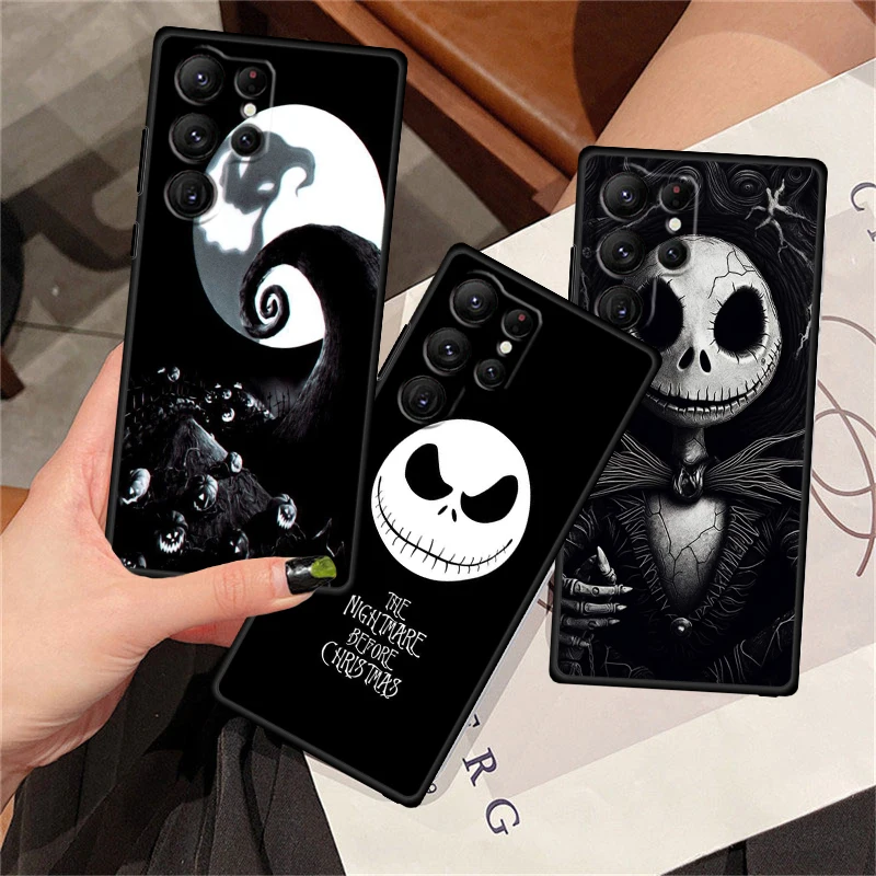 Funny Jack Skellington Silicone Black Phone Case For Samsung Galaxy S24 S23 S22 S21 S20 FE S10 S9 S10E S8 Plus Ultra Lite 5G