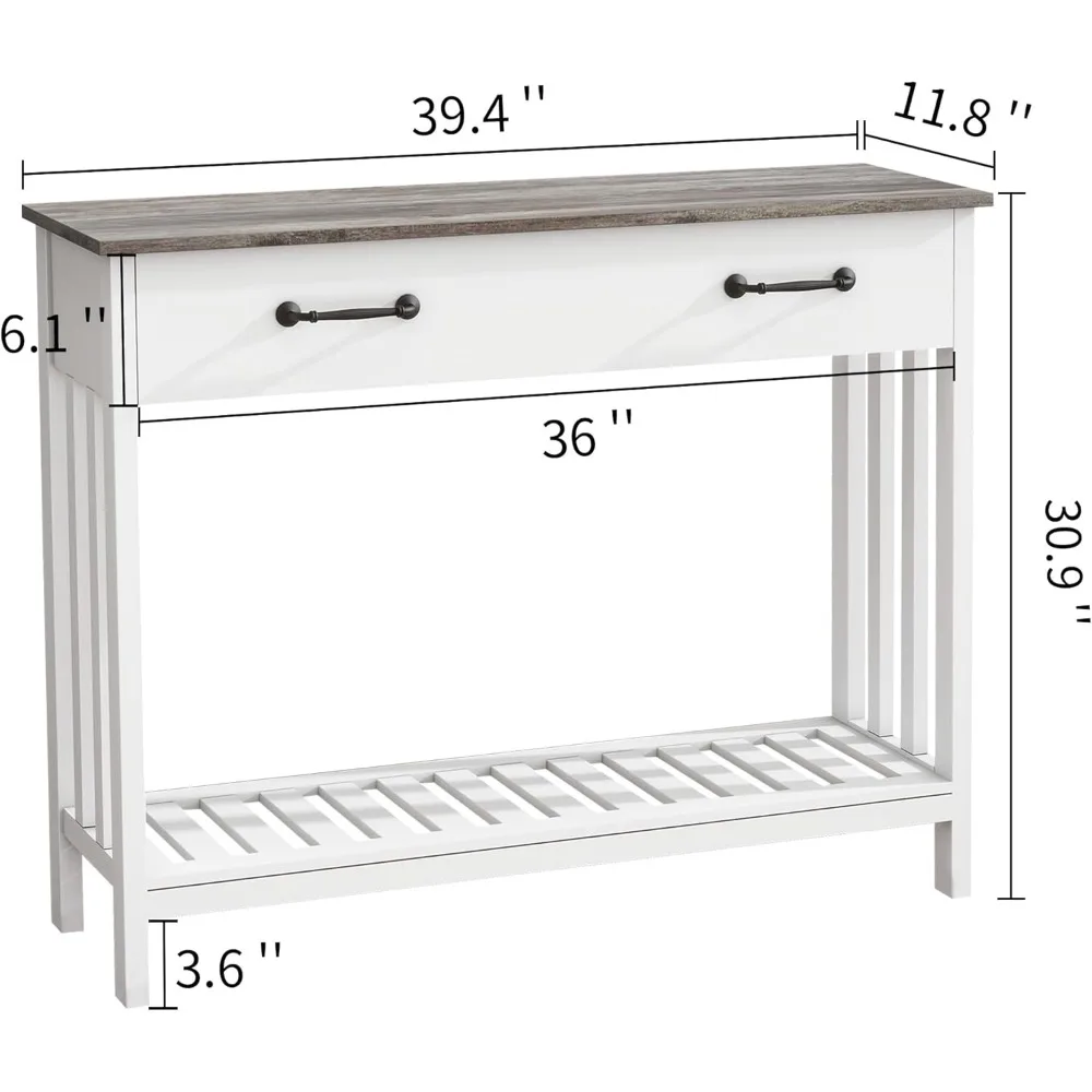 Narrow Console Table with Drawer and Storage Shelf: Ideal for Entryways, Hallways, or Behind the Sofa