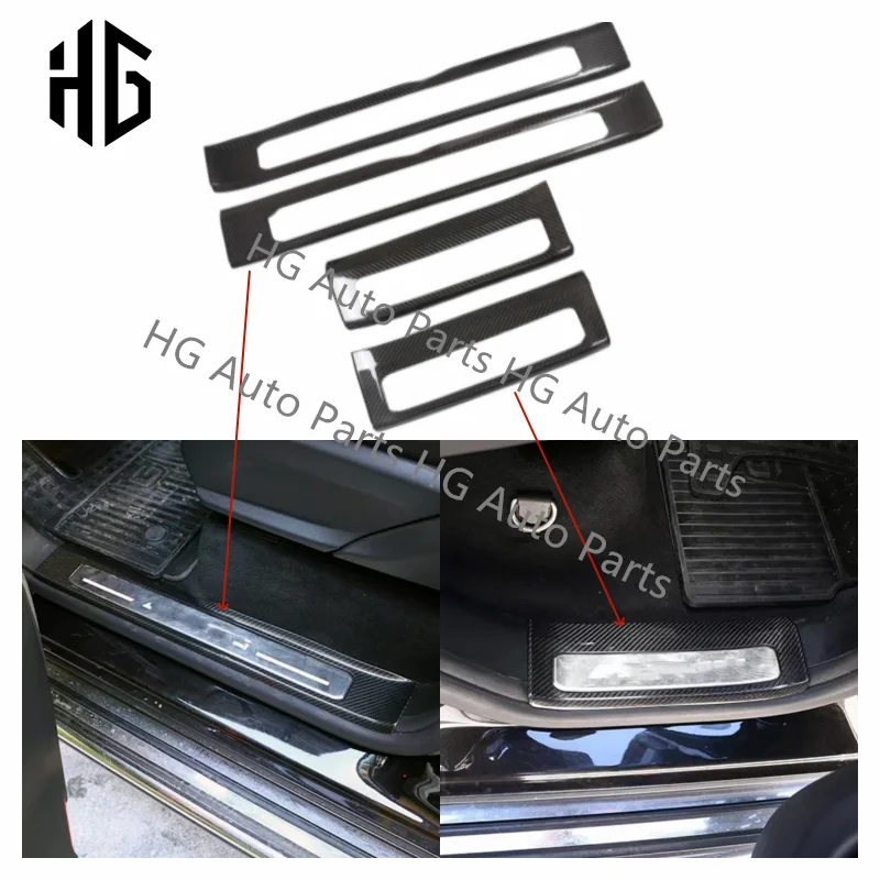 Real Carbon Fiber Interior Door Panel Decoration Trims For Mercedes Benz G Class W464 W463A G63 G500 Inner Door Sills Car Parts