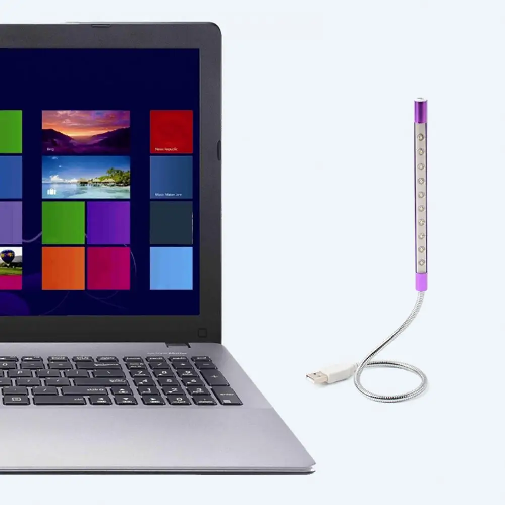 Lámpara LED de alto brillo sin parpadeo, protección ocular, iluminación Plug and Play, no deslumbrante, aleación de aluminio, Mini USB de Metal