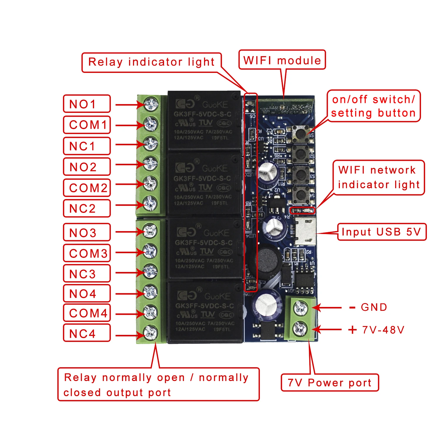 5/10pcs EWelink Smart Switch Wifi RF DC 5V 12V 24V 48V 4 CH ricevitore relè controllo della luce per Smart Home funziona con Alexa/Google