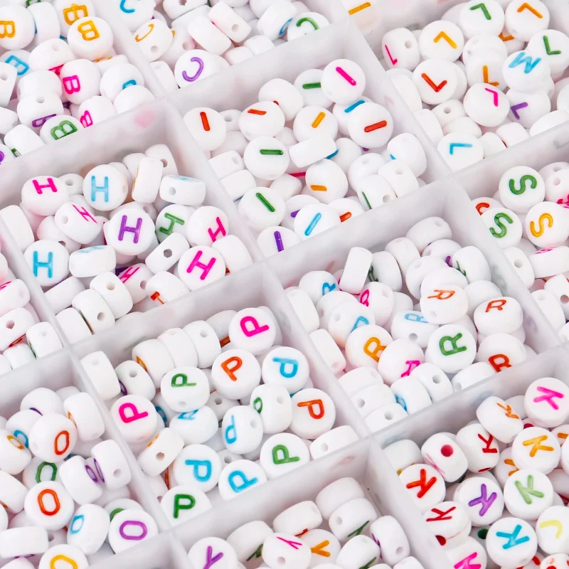1200pcs/Box Acrylic English Alphabet Letter Beads Kits With Stretch Cords For Name Bracelets Jewelry Making Acrylic Beads Box image 5