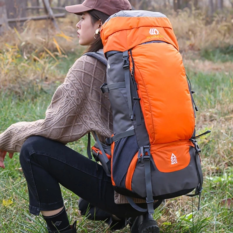 

65L Backpack Large Capacity Climbing Outdoor Camping Sports Women Men Rain cover Travel Nature Hike Rucksack Trekking Bag