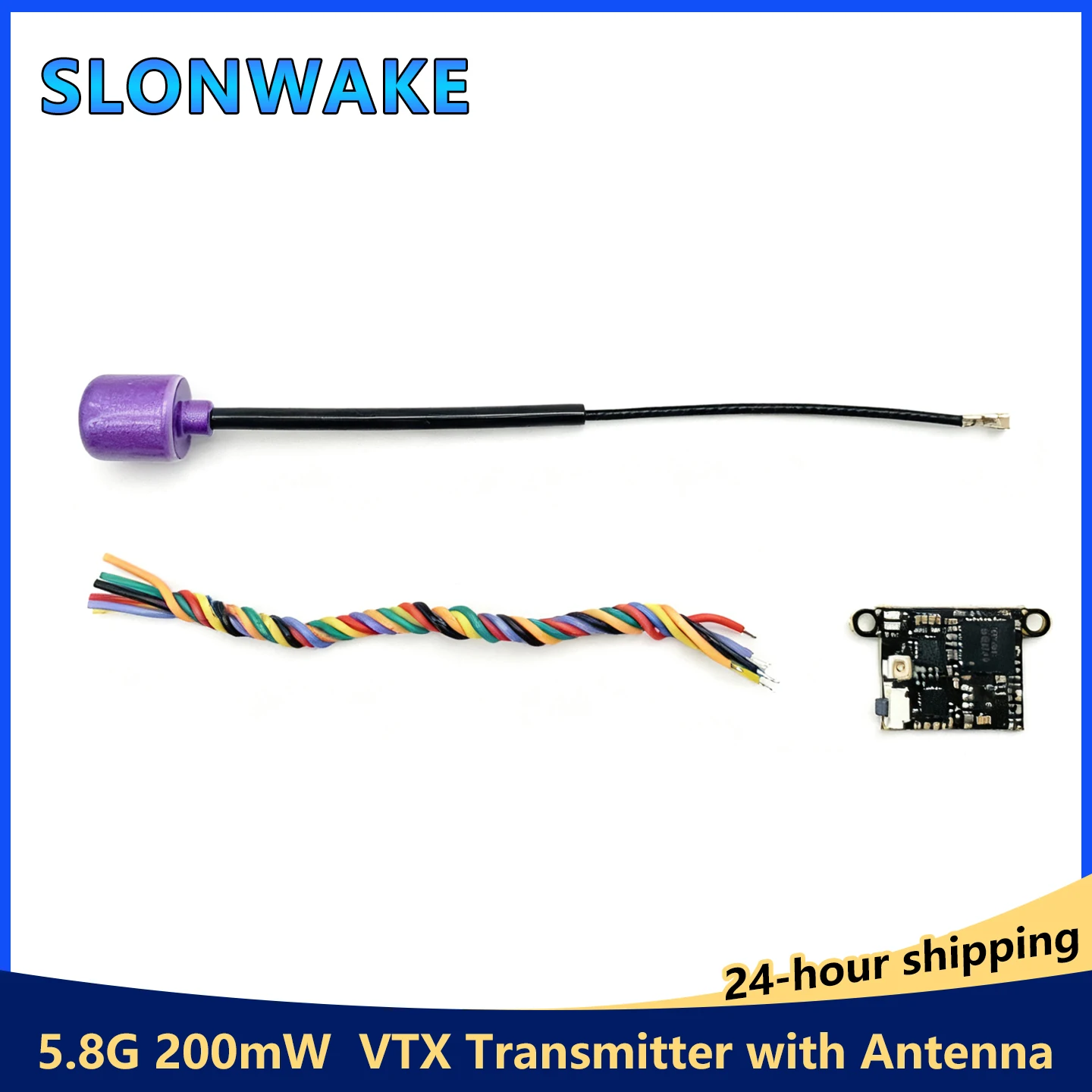 SLONWAKE 20mm 5.8G 48CH PitMode 5V/1A 25mW 100mW 200mW Adjustable VTX Video Transmitter support TBS for FPV Racing Micro Drones