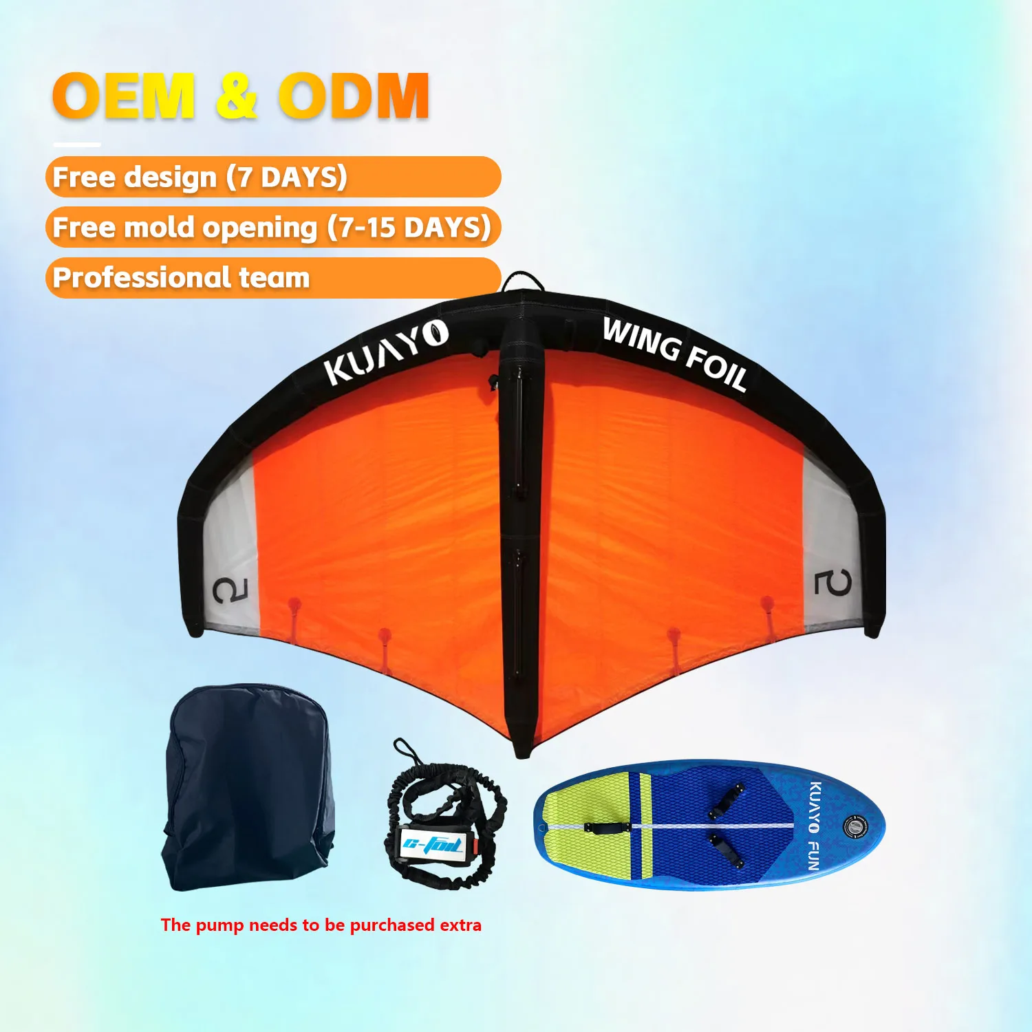 Outdoor Carbon Fiber Kitesurfing Board With Independent Air Bag Anti-Tear Surfing Wing Foil Hydrofoil For Water Sports