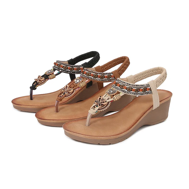 

Ladies Sandals 2025 New European American Ethnic Style Wedge & Platforms Sandals Open-toed Vacation Travel Women's Summer Shoes