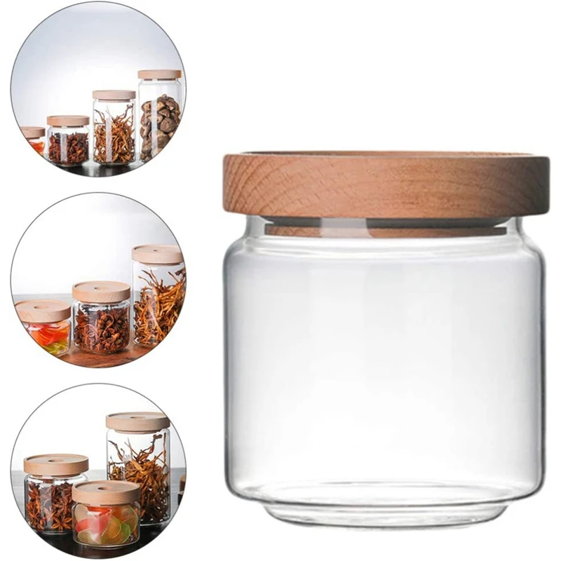 Promotion! Glass Storage Jar Transparent Glass Food Storage Jar Kitchen Coffee Spice Storage
