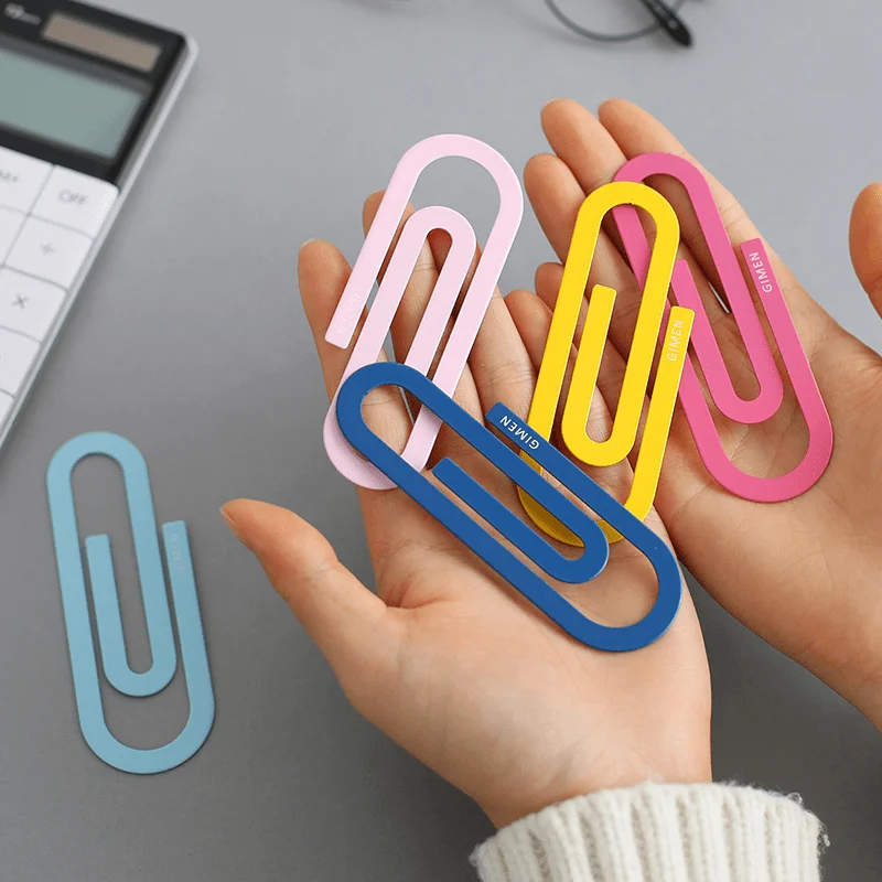 2pcs/pack Cute Colorful Small Large Metal Paper Clip Bookmark Kawaii Stationery Paperclips Planner Clips Office School Supplies