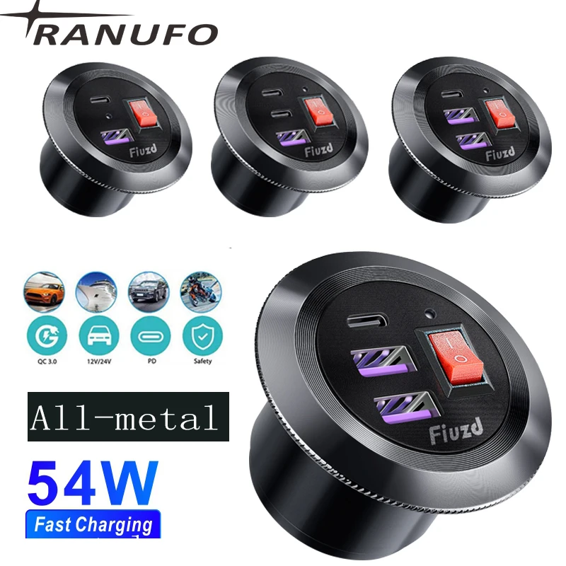 

Быстрая зарядка 3,0 USB-розетки tomada USB 12 В автомобильное автомобильное USB-зарядное устройство быстрой зарядки QC3.0 Алюминиевая металлическая автомобильная розетка-адаптер для C