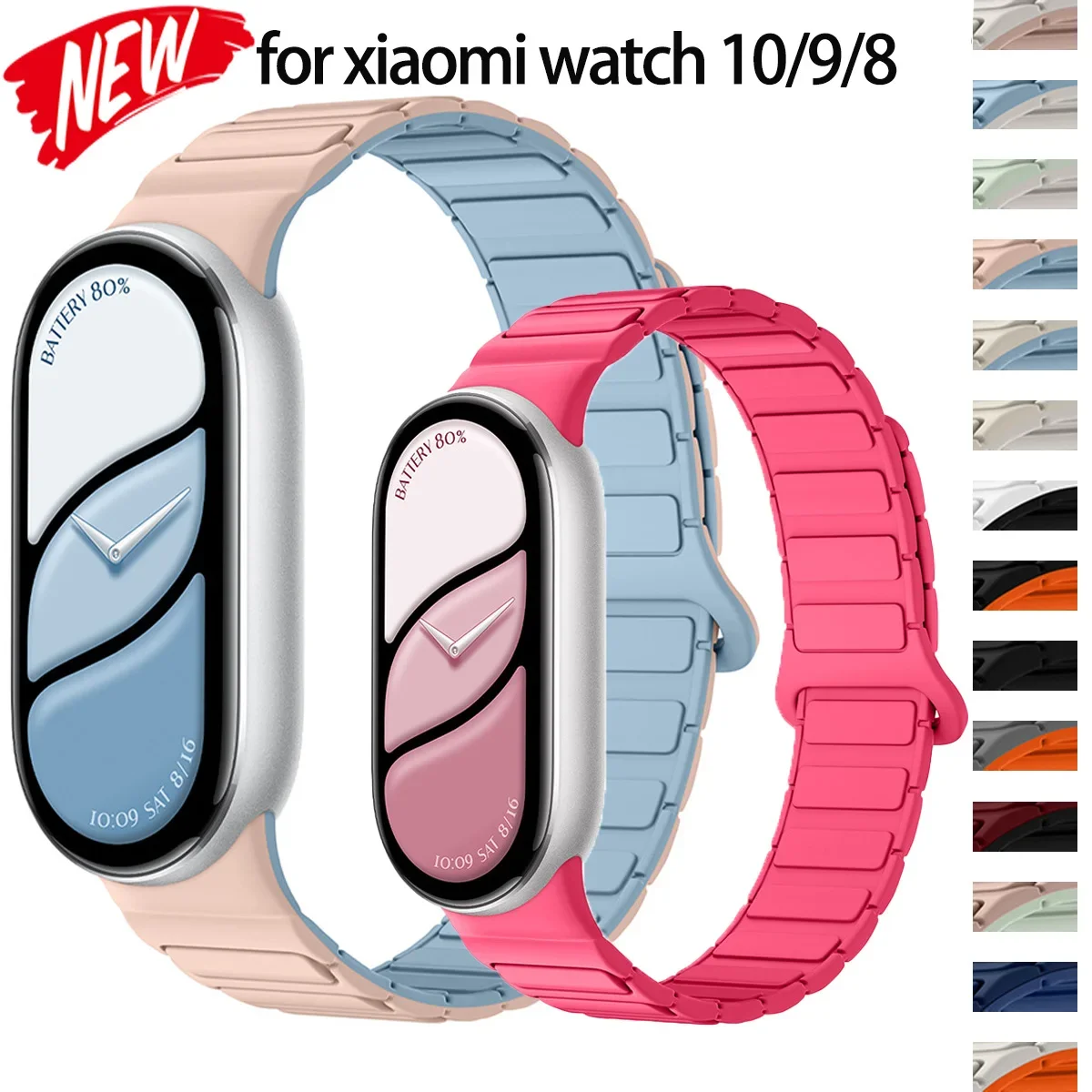 Magnetische Schleife Armband Für Mi Band 10 Strap Silikon Sport Armband Für Xiaomi Mi Band 10 9 8 NFC Band armband Zubehör