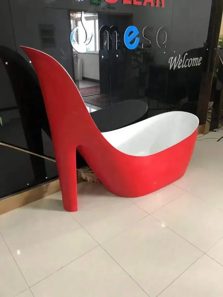 Hot sale modern design cheap acrylic freestanding soaking bath tub red high heeled shoes free standing bathtub for bathroom