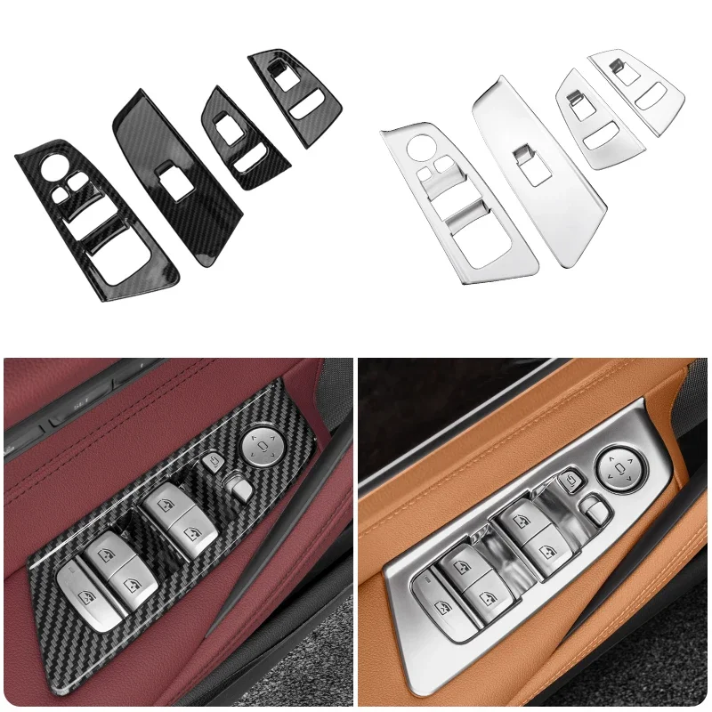 

Car Door Window Lifting Switch Control Panel Cover For BMW X3 iX3X4 G01 G02 F30 X1F48 G30 G20 G11 3 5 7 Serie Carbon Fiber Black