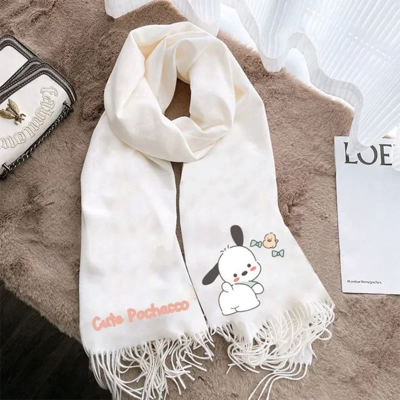 Pochacco-bufanda cálida de Anime Kawaii Sanrio Ins para niños, protección para el cuello a prueba de viento, dibujos animados bonitos, regalos para estudiantes, Otoño e Invierno