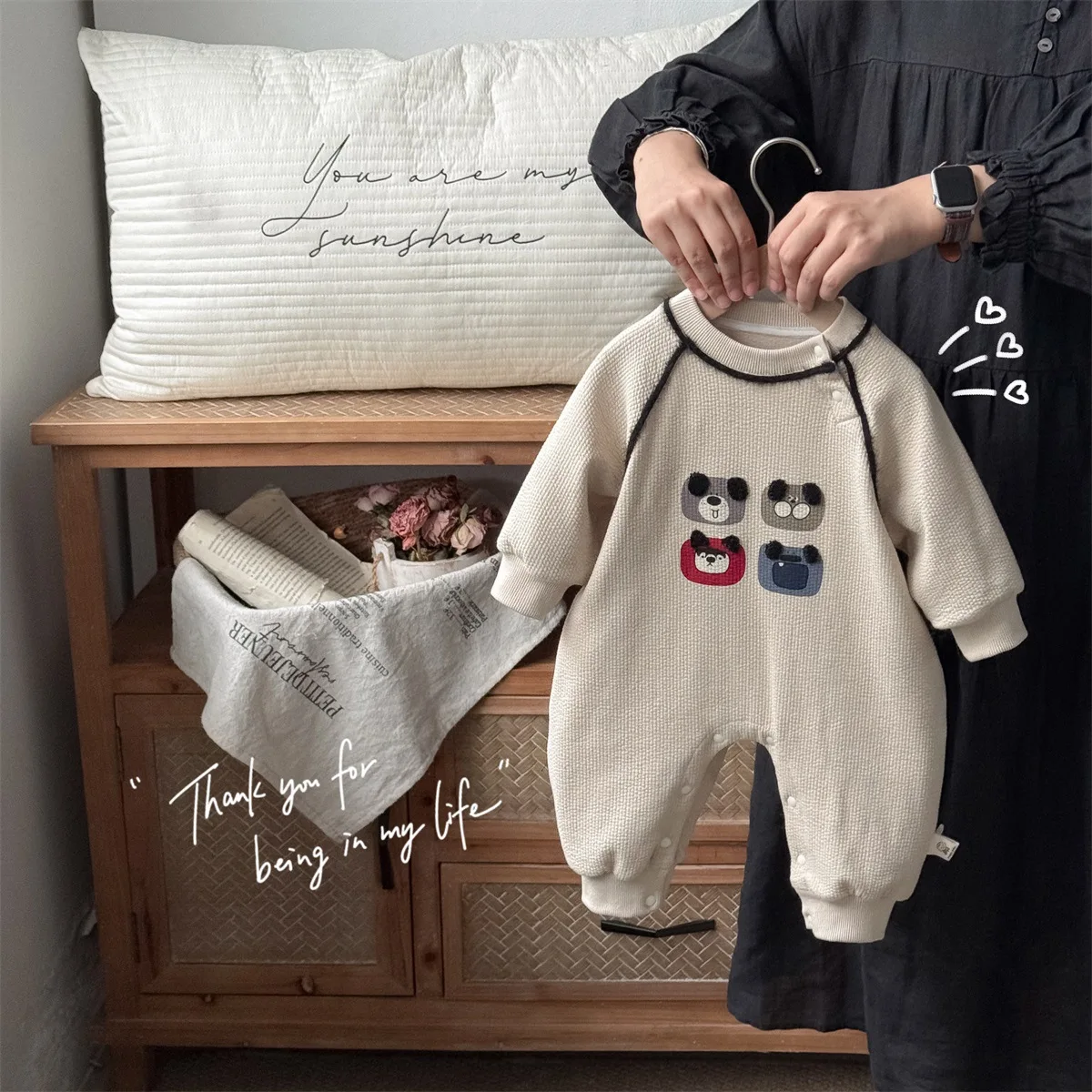 

2025 Ins Autumn Newborn Boys Rompers Bear Print Round Neck Infant Baby Boys Jumpsuits Long Sleeves 0-3Y Kid Boys Bodysuits
