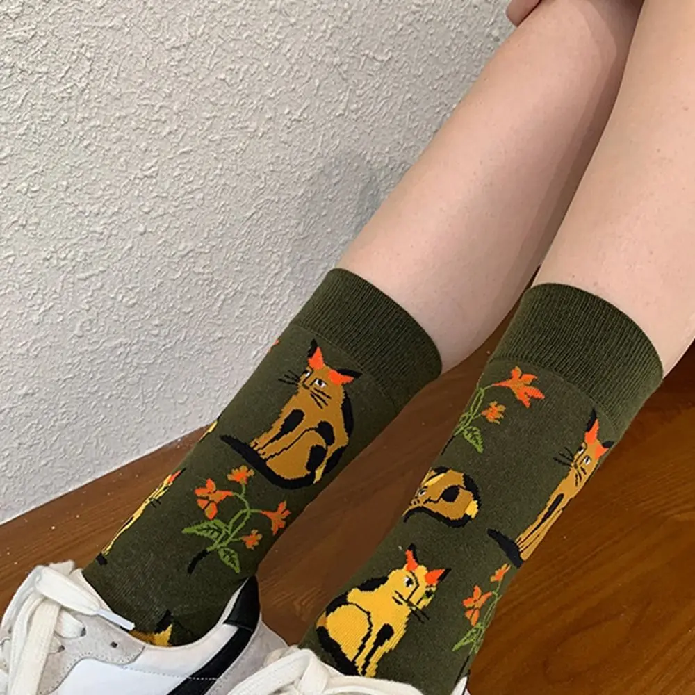 Kawaii Cartoon Art Graffiti Octopus Flower Plant Socks Casual Cotton Medium Tube Socks Streetwear Harajuku Crew Sox Hosiery