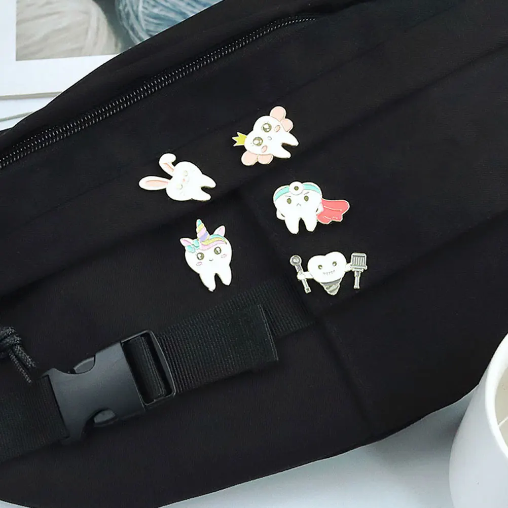 

10Pcs Cartoon Teeth Brooch Pin Cute Metal Lapel Pin Clothing Decoration Backpack Badge Fashion Accessories Brooches for Women
