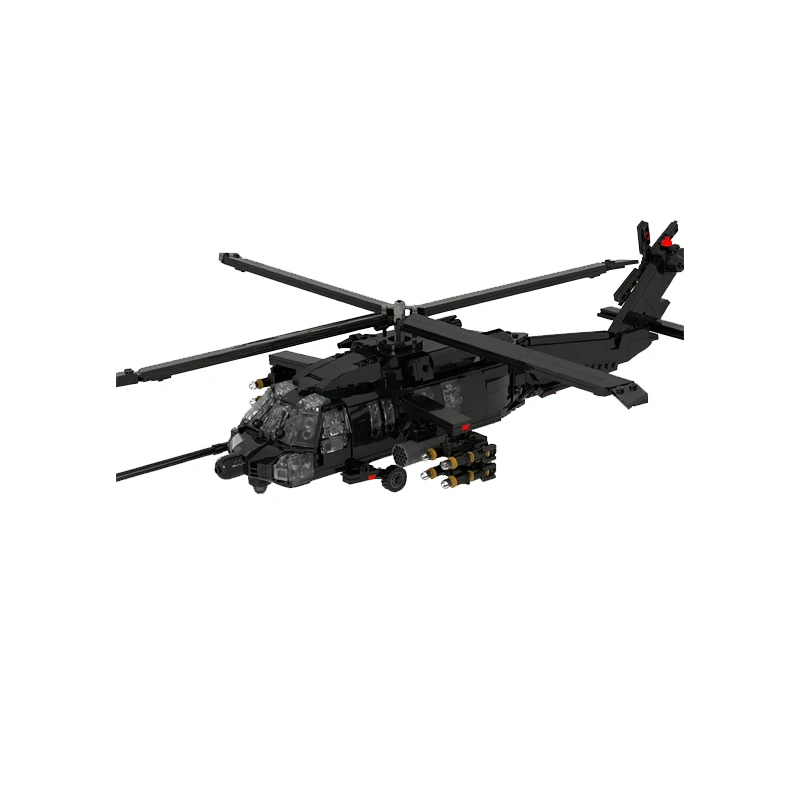 QWERT MH‑60L Military Helicopter Model MOC Building Bricks War Equipment Modular Technology Gifts Holiday Assemble Toys Suit