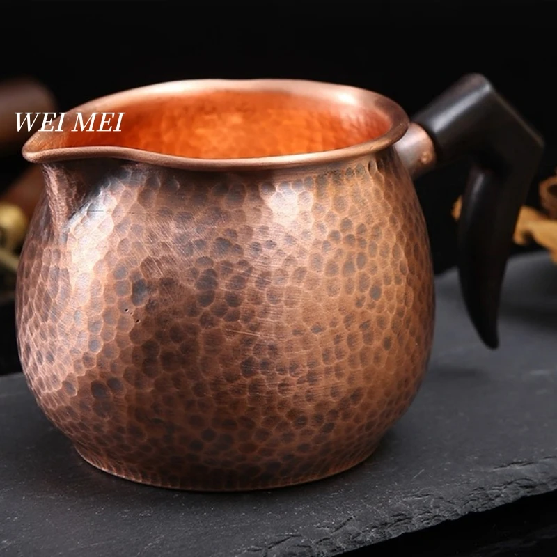 

Retro Copper Thickened Coffee Pot,for Boiling Tea and Brewing Coffee,Handcrafted Handle Engraving Hammer Texture Pot Tableware