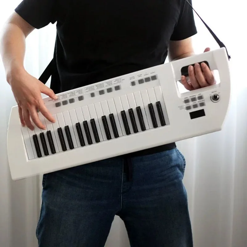 37 Keys Guitar Style Electronic Keyboard Portable Dial Controller Piano for Beginner Learning