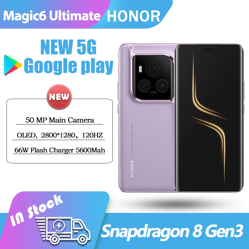 Honor Magic6 Ultimate Edition 5G Google Play Snapdragon 8 Gen 3 6,8 дюйма OLED 120 Гц 66 Вт 5600 мАч 50 МП MagicOS 8,0 OTA NFC