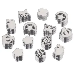 10Pcs/lot Hole 2mm Stainless Steel Crown Flower Butterfly Charms Spacer Beads for Needlework Jewelry Making Supplies Bracelets