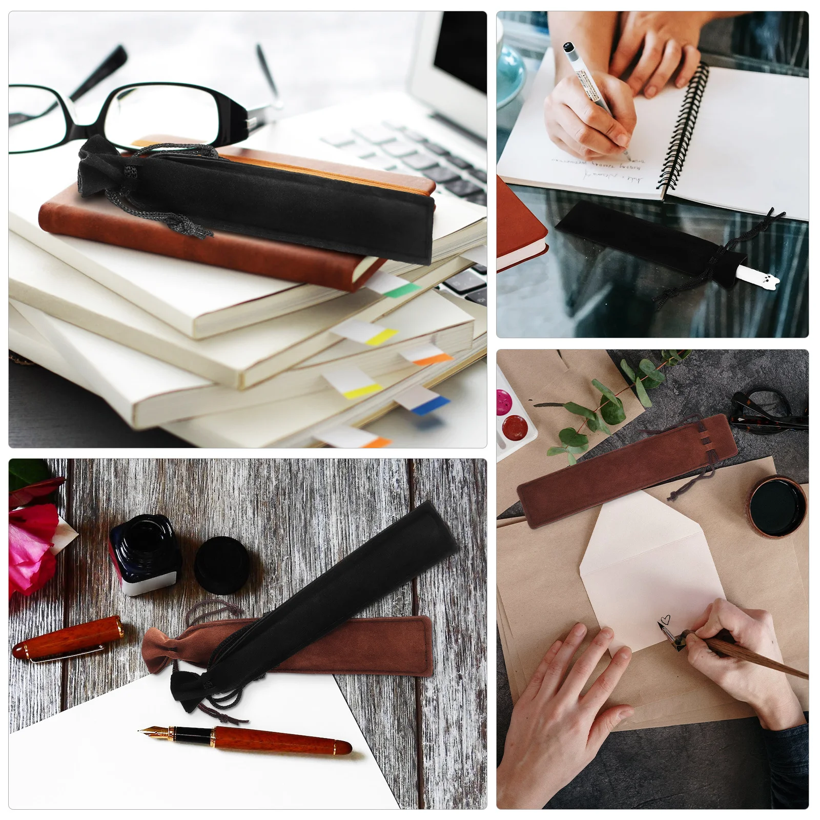 

50Pcs Pen Bags Drawstring Pouches Pen Sleeve Cases Anti Slip Design Stationery Storage for Fountain Ballpoint Pencils