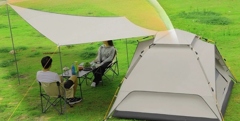 Canopy tent camping shade outdoor rain protection coated silver sun protection folding convenient pergola UV protection vinyl